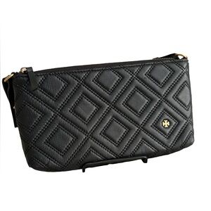 Tory Burch Kira Chevron Slim Crossbody Bag – Black Quilted Leather